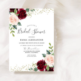 Bourgogne Blush Floral Bridal Show Invitation