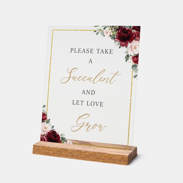 Bourgogne Blush Floral Succulent Favoriser l'amour (Angle)