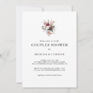 Bourgogne Boho Floral Couples Douche Invitation