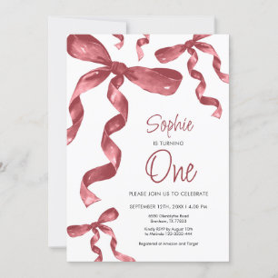 Bourgogne Bow 1er anniversaire Invitation