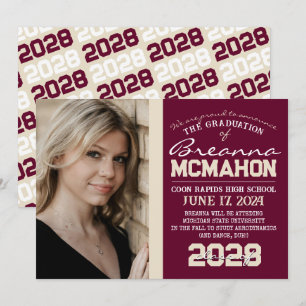 Bourgogne & Cream Graduation Photo Faire-part