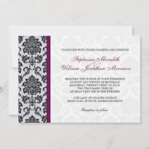Bourgogne Damask Monogram Invitation