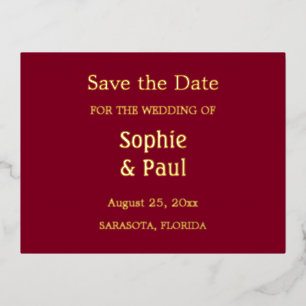 Bourgogne Enregistrer la date Foil Invitation Cart