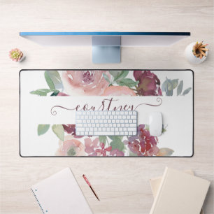 Bourgogne et floral aquarelle rose personnalisé