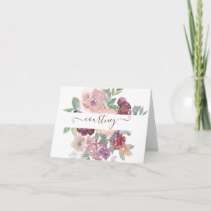 Bourgogne et rose aquarelle florale personnalisée