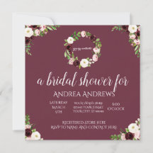 Bourgogne et Rose Floral Bridal Show Invitation