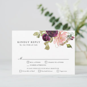Bourgogne et rose pâle RSVP Floral avec Entres