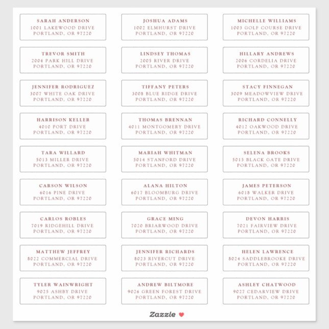 Bourgogne | Étiquettes de adresse individuels (Feuille)