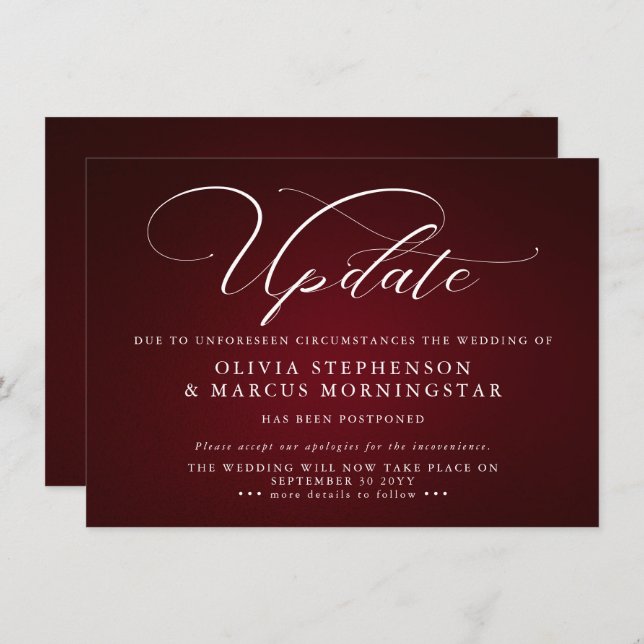 Bourgogne - Faire-part d'événement différé moderne (Devant / Derrière)