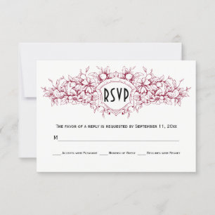 Bourgogne fleurie héraldique mariage carte RSVP