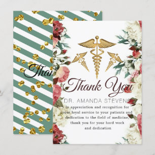 Bourgogne Floral Doctor Carte de remerciements