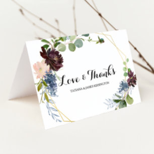 Bourgogne Floral et Merci Mariage vert