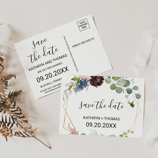 Bourgogne Floral et verdure Enregistrer la carte D (Créateur téléchargé)