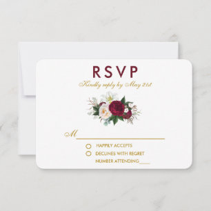 Bourgogne Floral Greenery Mariage Gold RSVP