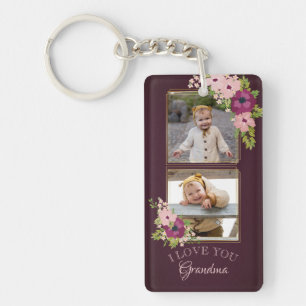 Bourgogne Floral I Love You Grand-mère Photo Coll