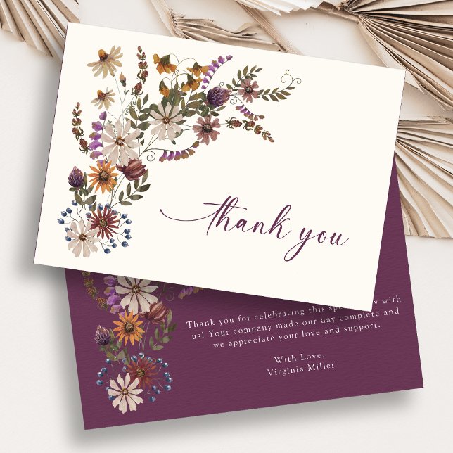 Bourgogne Floral Merci Cartes (Burgundy Floral Thank You Cards
)