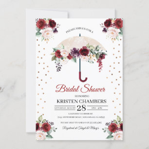 Bourgogne Floral Parapluie nuptiale Invitation à l