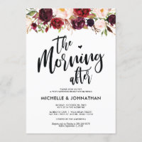 Bourgogne Floral Post Mariage Brunch Invitation
