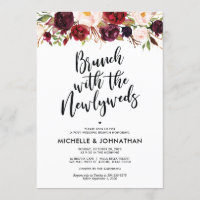 Bourgogne Floral Post Mariage Brunch Invitation