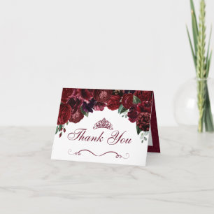 Bourgogne Floral Quinceanera Merci Invitation