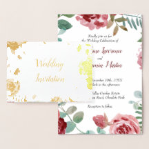 Bourgogne Floral Rose Gold Foil Invitations de mar
