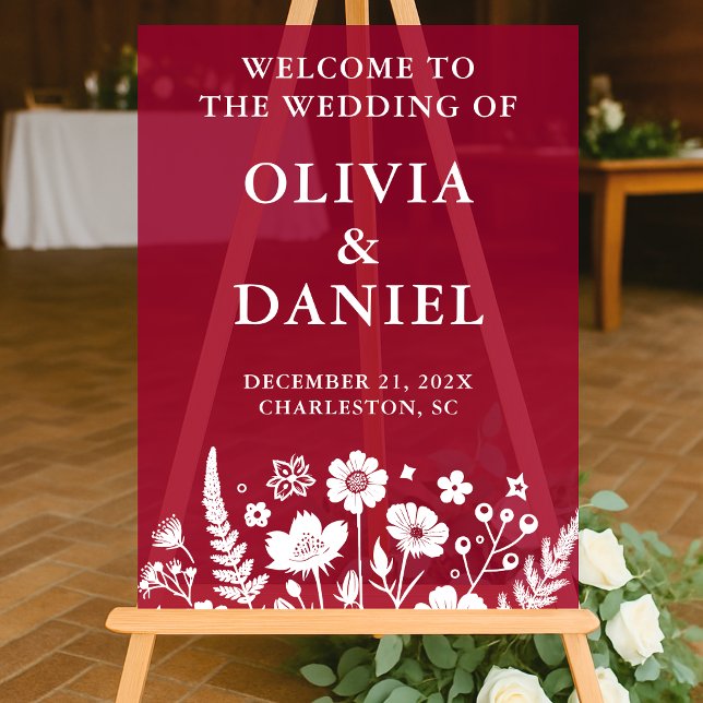 Bourgogne Floral Winter Wedding Bienvenue (Créateur téléchargé)