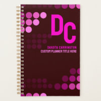 Bourgogne Funky Pink Dots Monogram Planner