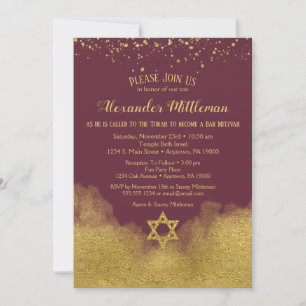 Bourgogne Gold Bar Mitzvah Invitation