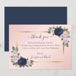 Bourgogne Gold Blush Carte de remerciements rose
