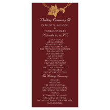 Bourgogne Gold Floral Événement Mariage Programme 