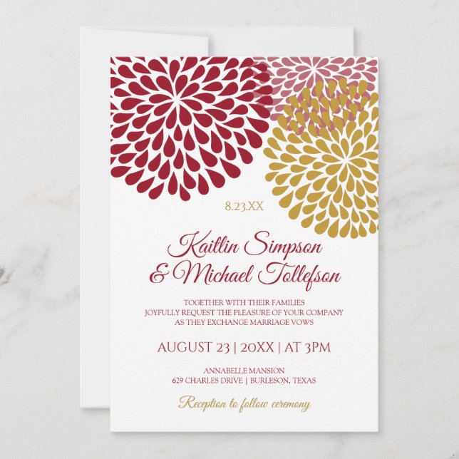 Bourgogne & Gold Wedding Invitations | Floral & Am (Devant)