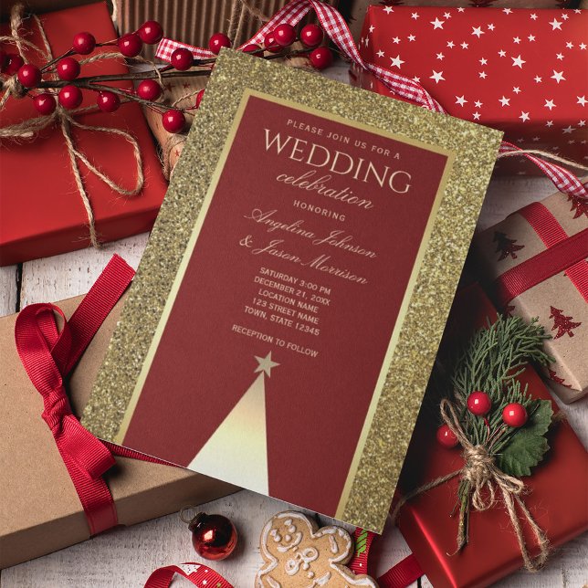 Bourgogne Gold Winter Wedding Invitation (Créateur téléchargé)