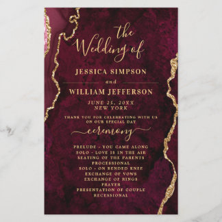 Bourgogne Golden Marble Mariage programme de cérém