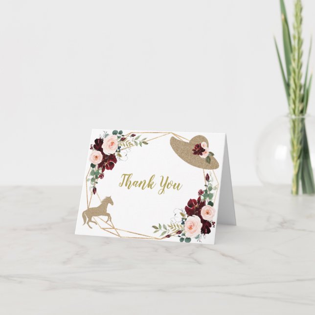 Bourgogne Kentucky Derby Carte de remerciements (Devant)