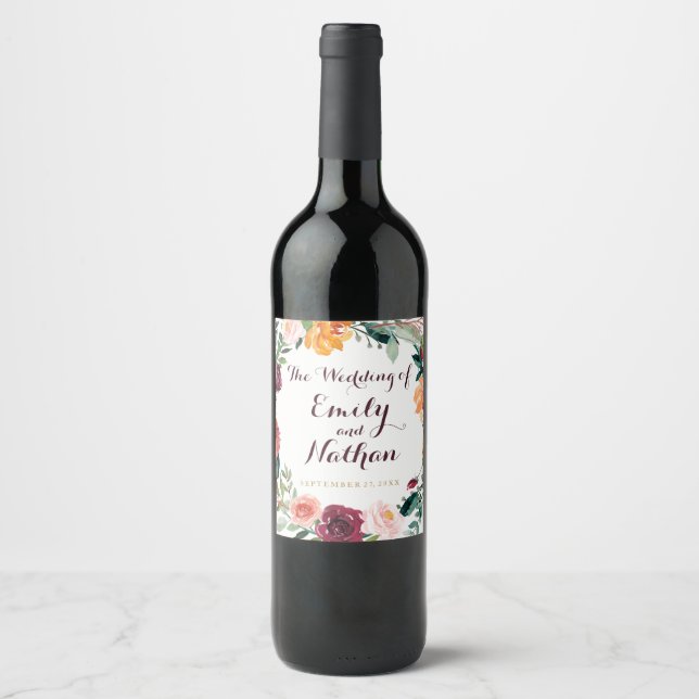 Bourgogne Mariage Floral or du Étiquette de vin (Devant)