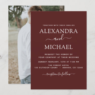 Bourgogne Mariage Romantique Photo Invitation
