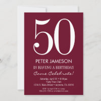 Bourgogne Maron moderne Adulte Invitations d'anniv