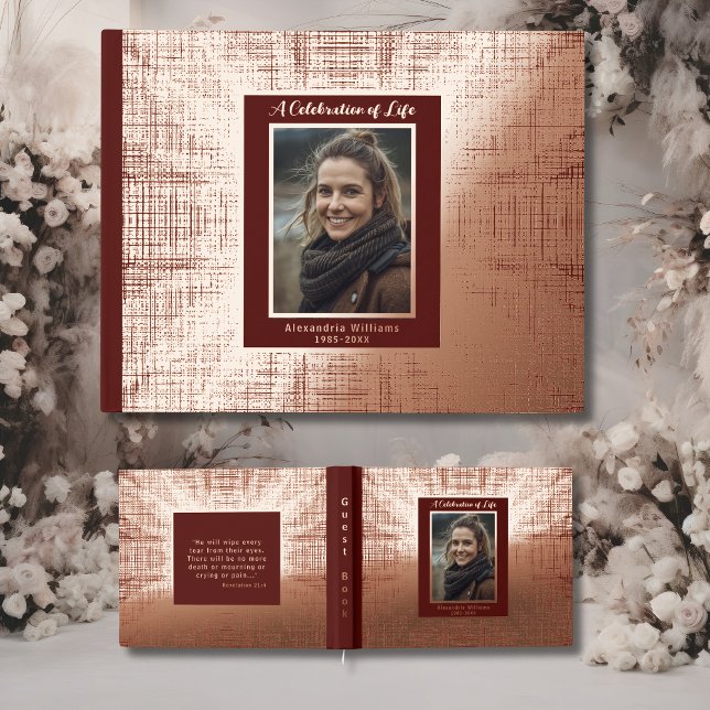 Bourgogne Real Foil Funeral Livres d'invités Maroo (Créateur téléchargé)