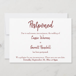 Bourgogne Reporté Faire-part Mariage