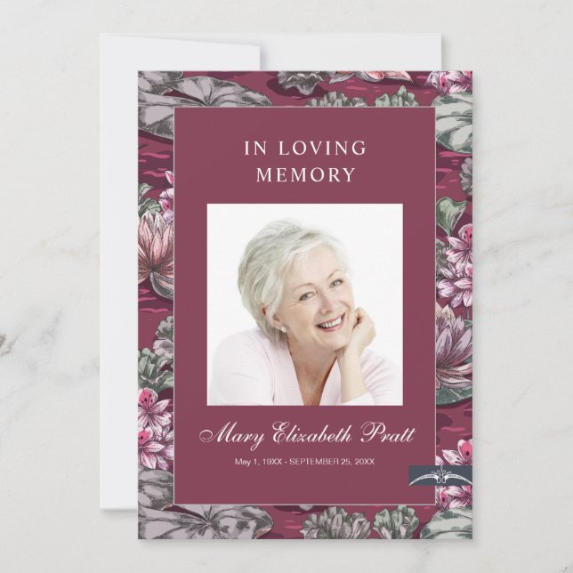 Bourgogne Rouge Floral 3 Photo Programme funéraire (Devant)