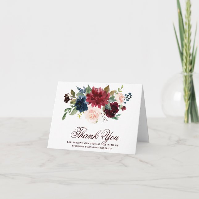 Bourgogne Rouge Floral Russe Boho Merci (Devant)