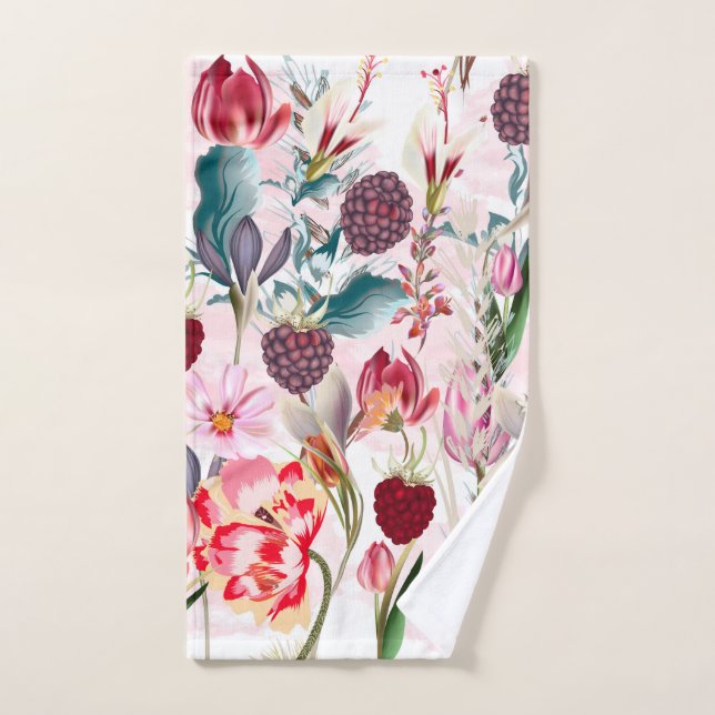 Bourgogne Rouge Rustique Fleurs Florales Nature (Serviette à main)
