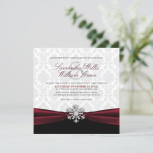 Bourgogne Ruban Hiver Mariage Invitation