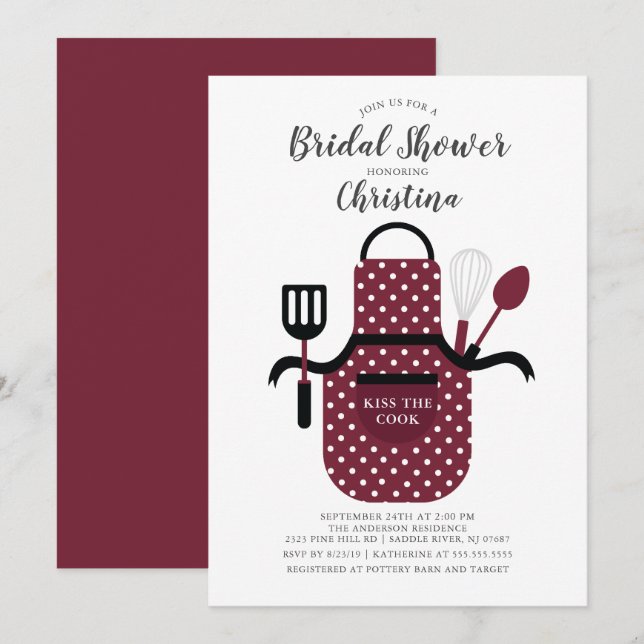 Bourgogne Stock Cuisine nuptiale Invitation (Devant / Derrière)