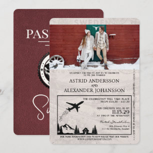 Bourgogne Suède Faire-part de mariage des passepor