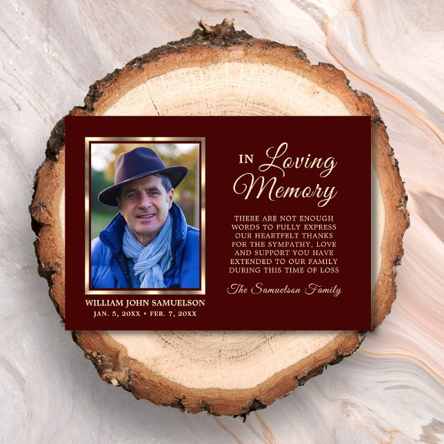 Bourgogne Sympathy Funeral Memory MERCI Photo (Créateur téléchargé)