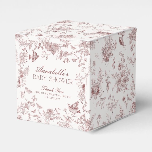 Bourgogne Toile Jouy Floral Baby shower Ballotins (Verso)
