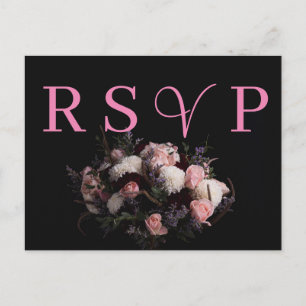 Bourgogne vintage foncée Florale RSVP Invitation
