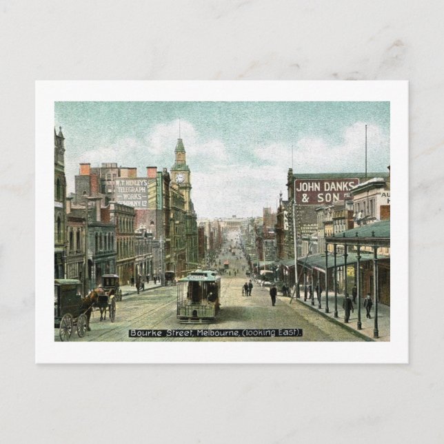 Bourke St., Melbourne, Australien Vintag Postkarte (Vorderseite)