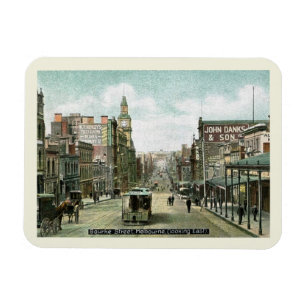 Bourke St., Melbourne, Australien Vintag Style Magnet